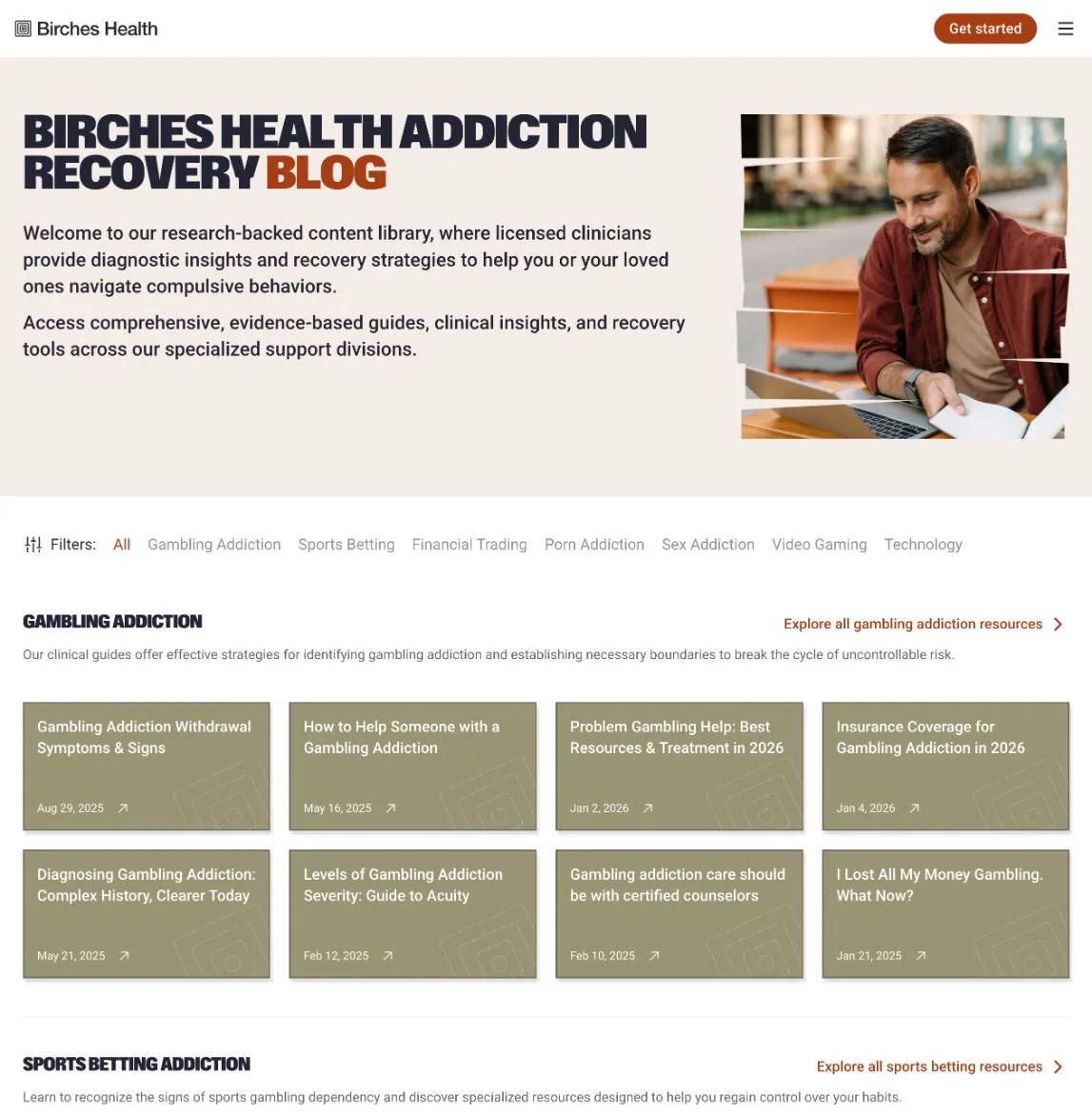 Birches Health resources page designed and built in Framer